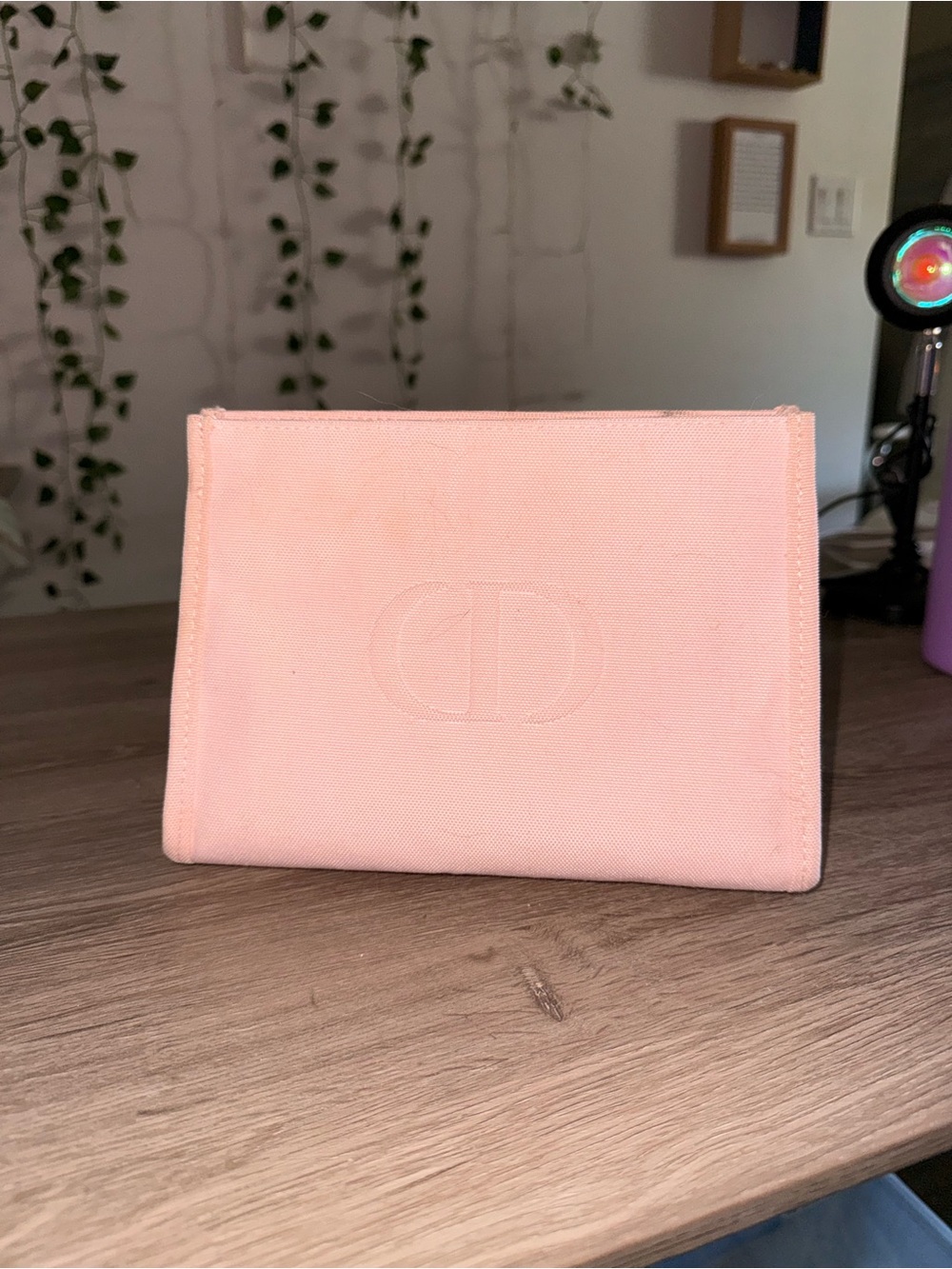 Dior Light Pink Canvas Logo Pouch
